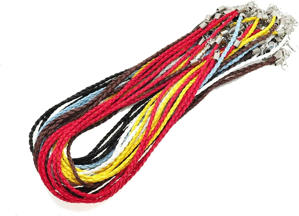 5 10 PIEZAS 20" 1.5 mm Cuero Cordón Cadena Collar Cuerda Cuero Trenzado para Joyería Foto 1 de 3
