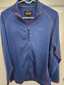 Orvis Men's Trout Bum Full Zip Poly/Cotton/spandex Blue Fishing Shirt Medium - Picture 1 of 7
