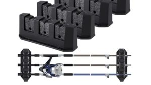 Black Horizontal 3 Rod Fishing Rod Rack Holders Storage For Boat And Garage 2Pcs - Picture 1 of 7