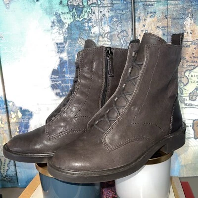 Botas Louise et Cie Lo Tess de Cuero Gris Marrón Talla 6.5, Cremalleras Laterales y Cordones Foto 1 de 4