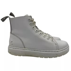 Doc Dr Martens Talib Combat Ankle Boots White Leather Size 6 mens / 7 Womens - Picture 1 of 9