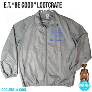 ET Extra Terrestrial Loot Crate Mens L Silver Jacket Be Good Zip Up Windbreaker - Picture 1 of 7