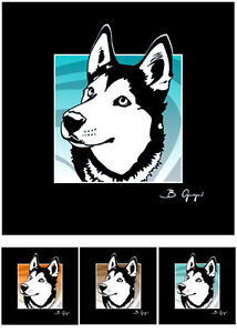 ((( Siberian Husky ))) Hund Bild 3-teilig pop-dogs Portrait Foto Bilder Pop Art