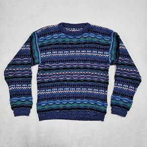 Vtg 80's Expressions Sweater Mens Small Chunky Oversized Coogi Grandpa Knot Loud - Picture 1 of 14