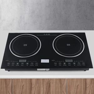 110V Induction Cooktop 2 Burners Electric Hob Cook Top Stove Ceramic Cooktop USA - Picture 1 of 13