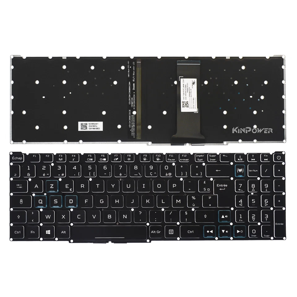 KINPOWER Clavier Azerty Français Pour Acer Nitro 5 AN517-51