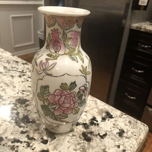 Nora Fenton Hand Painted Porcelain Cloisonné Vase 8” Floral Butterfly - Picture 1 of 9