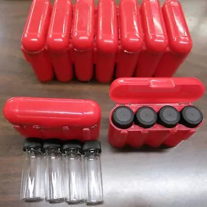 4 - 1 Dram Glasfläschchen mit Tragetasche Aufbewahrungskoffer rot - Bild 1 von 2