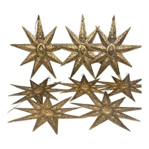 Dept 56 9 Puntos Estrella Adorno - Decorativo Grande Perforado Metal Dorado Juego De 8 - Imagen 1 de 11