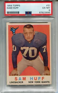 1959 Topps #51 Sam Huff PSA 6 EX-MT New York Giants - Imagen 1 de 2