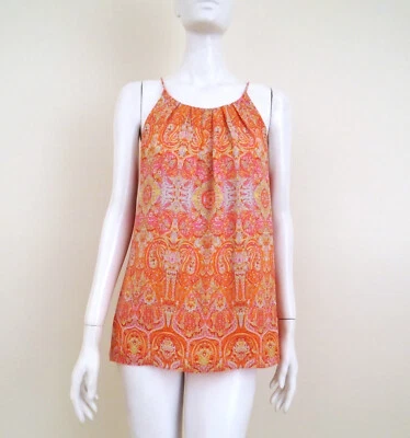 Фиолетовый Claire Sz L оранжевый пейсли декольте полиэстер без рукавов Cami Майка - Изображение 1 из 4