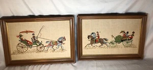 Serigrafía Victoriana Caballo y Buggy De Colección Enmarcada en Arpillera Firmado Wiesner 2  - Imagen 1 de 12