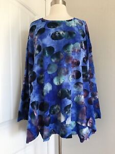 ALEMBIKA POLKA DOT BLUE GREEN OVERSIZED TOP SIZE M MADE IN ISRAEL