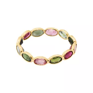 Natural Turmalina Gema Banda 14k Oro Macizo Anillo de Eternidad Madre Día Oferta - Imagen 1 de 5