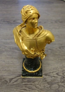 François SICARD: Büste von Jeanne d'Arc aus vergoldeter Bronze, um 1900 - Bild 1 von 10