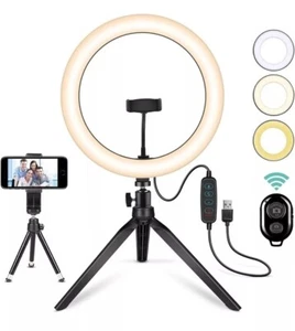 10 inch LED Ring Lights With Tripod Stand & Phone Holder for Selfie Makeup UK - Picture 1 of 9