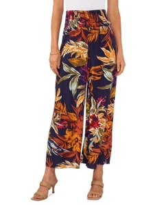 NWT Vince Camuto Pull On Smoked Waist Floral Print Wide Leg Pant Size S - Picture 1 of 2