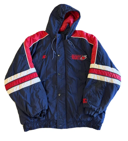 RARE vintage Houston Rockets Starter Jacket 2XL 90s Puffer XXL VTG NBA FINALS Cover