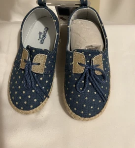 OSHKOSH B' GOSH LITTLE GIRLS POLKADOT SLIP ON CANVAS TENNIS SHOES SIZE 11 NEW - Picture 1 of 16