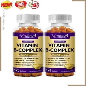 2xVitamin B Complex 120 Capsules B1,B2,B3,B5,B6,B7,B9,B12, Immune Support Pills - Picture 1 of 10