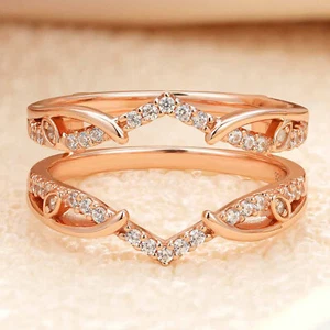 Ring Guards Enhancers Wrap for Engagement Ring Rose Gold Over Sterling Silver  - Picture 1 of 6