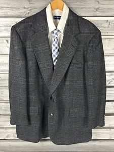 Vtg Strathmore Richman Brothers Wool Tweed Houndstooth Blazer Jacket Mens 48 - Picture 1 of 11