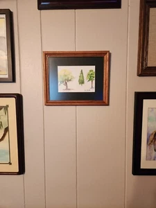 Vintage Wood Picture Frame 8 X 10 Hanging-Mat/Glass /Stained/Clear Coated - Picture 1 of 4