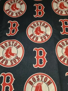 MLB Boston Red Sox Cotton Fabric by the 1/2 Yard, 58"W for Face Mask - Picture 1 of 3