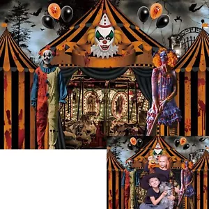 Halloween Bloody Circus Sfondo Clown Cattivo Giostra Parco Divertimenti Sfondo - Foto 1 di 7