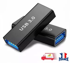 USB 3.0 A Femelle vers Femelle Connecteur d'extension Adaptateur 3.0 USB Noir - Imagen 1 de 5
