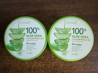 2 TOP FACE 100% ALOE VERA SOOTHING & MOISTURE GEL 10.58 OZ  EA  NEW & SEALED - Image 1 of 3