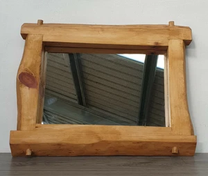 Small Wide Oak Mirror | Live Edge Furniture, Natural Finish - Picture 1 of 8