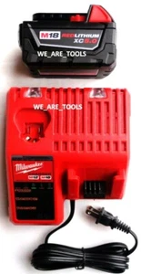 NEW Milwaukee 5.0 AH Battery 48-11-1850 M18 , 48-59-1812 Charger 18V 18 Volt - Picture 1 of 5