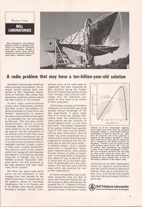 Anuncio impreso señal cósmica de radioastronomía Bell Laboratories 1965 - Imagen 1 de 5
