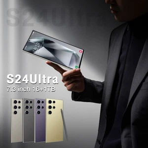 HOT 7.3“ S24 Ultra+16GB+1TB New Smartphone Perforated Phone Large Screen 8000mAH - Picture 1 of 26