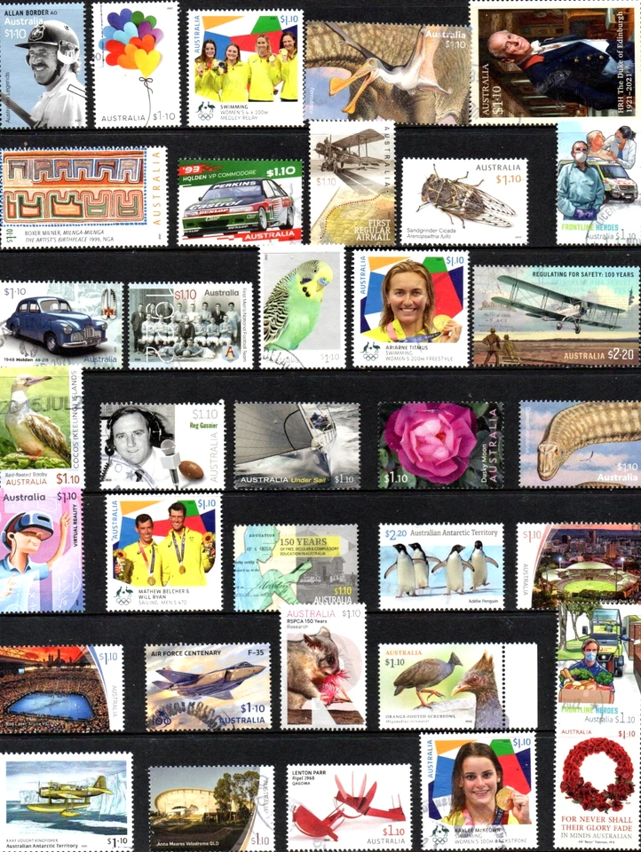 SELLOS AUSTRALIANOS - SELLOS DE $1,10 - FINAMENTE USADOS - SURTIDOS - A GRANEL Foto 1 de 1