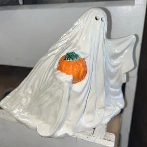 Vintage Byron Molds Halloween Decor - Ceramic Ghost with Pumpkin! - Picture 1 of 4