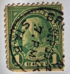 RARE Benjamin Franklin 1 Cent  Green Stamp Very Rare - Picture 1 of 2