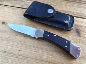 BUCK 112 RANGER FOLDER 3-DOT ALUMINUM SPACER 1980-1981 WOOD HANDLE USA - Picture 1 of 20