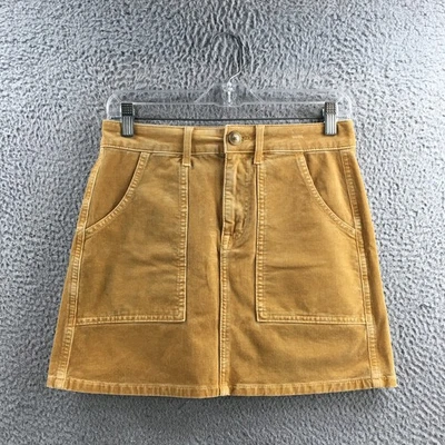 American Eagle High Rise A-Line Corduroy Skirt Womens 0R Brown Cotton Blend Zip - Image 1 of 4