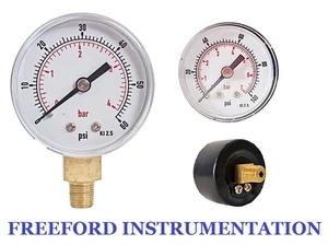 Pressure Gauges Steel Case Pneumatic 40mm or 50mm 1/8 or 1/4 BSPT Bottom or Back - Picture 1 of 7