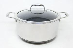 Olla híbrida antiadherente HexClad de 8 cuartos con tapa de vidrio templado mantente fresco - Imagen 1 de 7