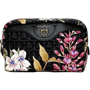 Salvatore Ferragamo Pouch ec-21847 Black Pink Multicolor Flower Gancini AU-22 02 - Picture 1 of 10
