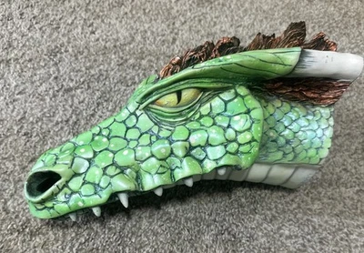 DE COLECCIÓN CABEZA DE DRAGÓN ARTE ESCULTURA FIRMADA J R 1999 mesa decoración retirada astillada Foto 1 de 4