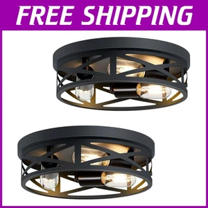 Sleek Black 3-Light Hallway Ceiling Fixture - Picture 1 of 9