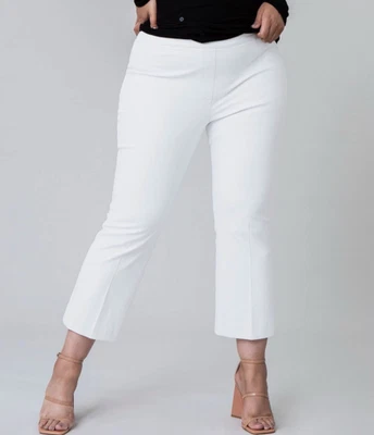 NWT Spanx Pants Women Large Petite White Cropped Silver Lining Kick Flare 20373Q - Image 1 of 4
