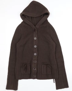 Evie Women's Brown Hooded Cardigan Size 10-12 Casual - Picture 1 of 12