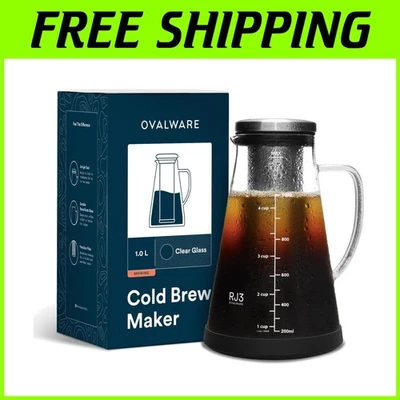 Airtight Glass Cold Brew Iced Coffee Maker - 1.0L Pitcher - Image 1 of 4