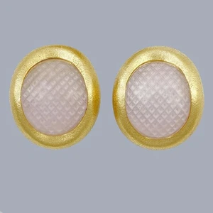 1960s Andrew Grima Post Earrings Rose Quartz Vintage 18ct Gold with Original Box - Picture 1 of 9
