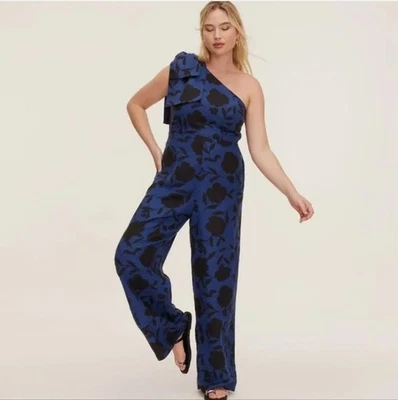 Traje de salto Kate Spade rosa para mujer con hombros descubiertos azul y negro talla 12 Foto 1 de 3